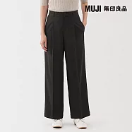【MUJI 無印良品】女撥水加工彈性打褶直筒褲 S 深灰