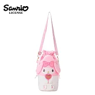 【日本正版授權】三麗鷗 絨毛 束口側背包 斜背包 應援棒包/手燈收納/水壺袋 - 美樂蒂