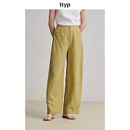 ltyp旅途原品 肌理皺感亞麻混紡立裁鐮刀褲 文藝簡約休閒褲子 M-XL M 乾草黃