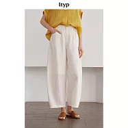 ltyp旅途原品 真絲可水洗乾絲立體分割奶奶褲 極簡八分休閒褲 M L L 象牙白