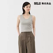 【MUJI 無印良品】女彈性螺紋坦克背心 L 灰色
