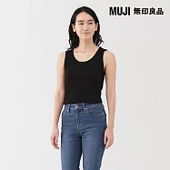 【MUJI 無印良品】女彈性螺紋坦克背心 S 黑色