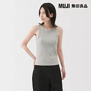 【MUJI 無印良品】女彈性羅紋針織削肩坦克背心 L 灰色