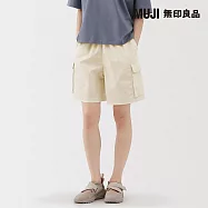 【MUJI 無印良品】女撥水加工工作短褲 L 象牙白