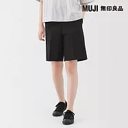 【MUJI 無印良品】女不易起皺短褲 L 黑色