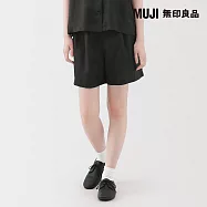 【MUJI 無印良品】女亞麻水洗短褲 S 黑色