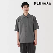 【MUJI 無印良品】男透氣彈性五分袖襯衫 S 灰白