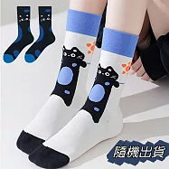 【AnZa】休閒運動純棉學生襪中筒襪短襪(顏色隨機) 貓咪襪(隨機出貨