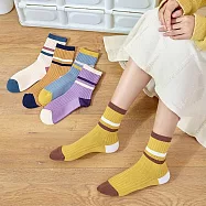 【AnZa】復古撞色條紋中短褲筒襪(5入組) 圖片色