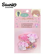 【日本正版授權】三麗鷗 造型流沙髮夾 2入組 BB夾/復古髮夾/髮夾 - 美樂蒂