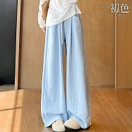 【初色】休閒風寬鬆鬆緊腰抽繩奶芙雲朵褲休閒褲寬褲長褲-共5色-13338(M-XL可選) M 藍色