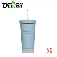 【OMORY】晨沐不鏽鋼吸管杯500ml(惜福品)- 冰沁藍
