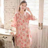 【AnZa】日式和服純棉印花居家睡衣睡袍(3色) FREE 水蜜桃