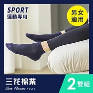 【SunFlower三花】超透氣1/4毛巾底運動襪.襪子(2雙組) 湛藍