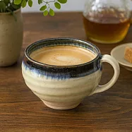 【日本Minoru】Nagara窯燒紋釉 陶瓷馬克杯280ml ‧ 藍月白