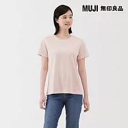 【MUJI 無印良品】女天竺圓領短袖T恤 S 淺粉