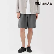 【MUJI 無印良品】男亞麻水洗短褲 S 灰白