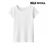 【MUJI 無印良品】幼兒針織圓領短袖T恤 90 柔白