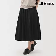 【MUJI 無印良品】女柔滑萊賽爾混舒適寬襬裙 L 黑色