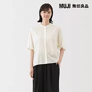 【MUJI 無印良品】女柔滑萊賽爾混五分袖套衫 S 柔白