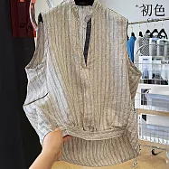 【初色】簡約薄款條紋襯衫領立體剪裁外搭馬甲背心女背心-條紋-13676(M-2XL可選) L 條紋
