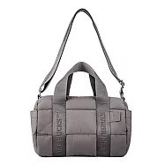 [星巴克]灰棕尼龍絎縫圓筒側背包