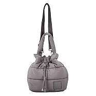 [星巴克]灰棕尼龍絎縫筒型側背包