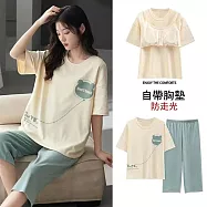 【AnZa】帶胸墊bra短袖上衣七分褲居家服(5色) FREE 氣球熊