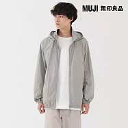 【MUJI 無印良品】男撥水加工尼龍可攜式風衣外套 XL 淺灰