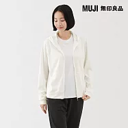 【MUJI 無印良品】女抗UV速乾拉鍊連帽外套 S 柔白