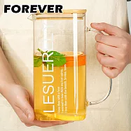 【日本FOREVER】大容量美式高硼硅玻璃水壺/方型冷熱水壺/木蓋水壺1.5L