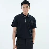 【遊遍天下】男款格紋領領抗UV吸濕排汗短袖POLO衫 (GS1015) M 黑色