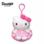 【日本正版授權】凱蒂貓 花泳圈系列 玩偶吊飾 吊飾/娃娃 絨毛玩偶 Hello Kitty - 粉色款