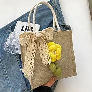 【素包包】小七超商輕購物春夏感方形麻布手提袋(37035) _黃色