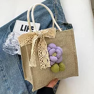 【素包包】小七超商輕購物春夏感方形麻布手提袋(37035) _紫色