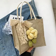 【素包包】小七超商輕購物春夏感方形麻布手提袋(37035) _淺黃