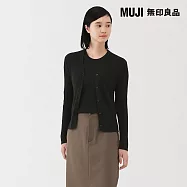 【MUJI 無印良品】女萊賽爾V領開襟衫 S 黑色