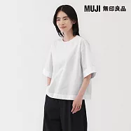 【MUJI 無印良品】女速乾平織布五分袖套衫 S 白色