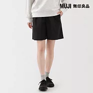 【MUJI 無印良品】女水洗平織布短褲 S 黑色