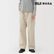 【MUJI 無印良品】女水洗人字紋工作直筒褲 L 象牙白