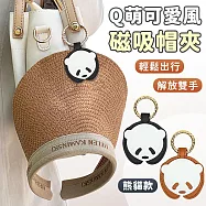【EZlife】PU磁吸帽夾手提包夾 熊貓款-黑白