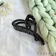 【卡樂熊】晶亮系列.曲線造型抓夾/鯊魚夾- 愛心亮黑色