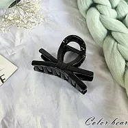 【卡樂熊】晶韌系列.微透光結飾造型抓夾/鯊魚夾- 交錯亮面黑