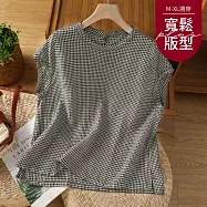 【慢。生活】文藝復古休閒格子背心 6277 FREE 黑色
