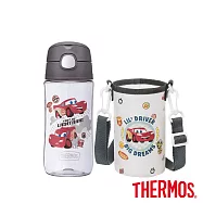 【THERMOS膳魔師】附背袋彈蓋輕水瓶470ml(GP4040FCR-DG) Cars汽車總動員