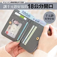 CHENSON真皮 7卡2鈔短夾 附大開口獨立零錢袋 (W24345-2) 灰