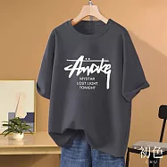 【初色】韓版大碼字母印花圓領短袖寬鬆休閒T恤上衣女上衣-共9色-12498(M-3XL可選) 3XL 深灰色