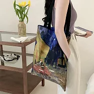 【素包包】肩背包 梵谷油畫通勤上班上課大容量托特肩背袋(33055) _露天咖啡座