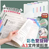 【EZlife】升級款雙旋轉彩色檔資料夾(5入組/顏色隨機)