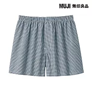 【MUJI 無印良品】男棉質平織布前開平口褲 S 暗藍格紋
